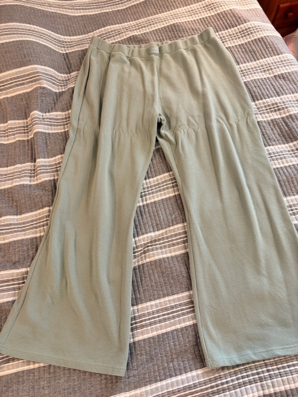Nwot Comfrt Light Sage Green Waffle Lounge Set Top & Pants Women’s Plus Size 3x - Picture 5 of 9